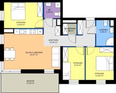 4 pokoje, mieszkanie 81,71 m², piętro 7, oferta nr M.C4.07.43, Osiedle Panorama Wiślana Budynek C4, Bydgoszcz, Fordon, ul. Fordońska 428