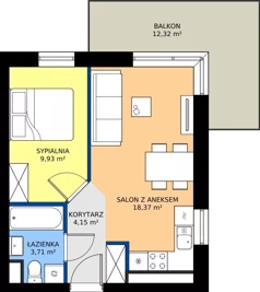 2 pokoje, mieszkanie 36,16 m², piętro 1, oferta nr C8.01.17, Osiedle Panorama Wiślana Budynek C8, Bydgoszcz, Fordon, ul. Fordońska 428J