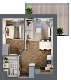2 pokoje, mieszkanie 36,16 m², piętro 1, oferta nr C8.01.17, Osiedle Panorama Wiślana, Bydgoszcz, Fordon, ul. Fordońska 428
