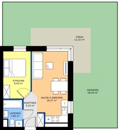 2 pokoje, mieszkanie 36,13 m², parter, oferta nr C8.00.07, Osiedle Panorama Wiślana Budynek C8, Bydgoszcz, Fordon, ul. Fordońska 428J