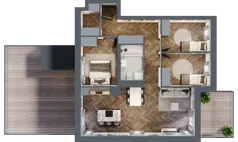 4 pokoje, mieszkanie 78,70 m², piętro 5, oferta nr C8.05.51, Osiedle Panorama Wiślana, Bydgoszcz, Fordon, ul. Fordońska 428