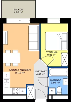 2 pokoje, mieszkanie 36,28 m², piętro 3, oferta nr C8.03.36, Osiedle Panorama Wiślana Budynek C8, Bydgoszcz, Fordon, ul. Fordońska 428J