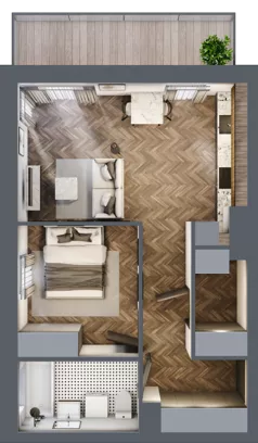 2 pokoje, mieszkanie 47,08 m², piętro 3, oferta nr C8.03.32, Osiedle Panorama Wiślana, Bydgoszcz, Fordon, ul. Fordońska 428