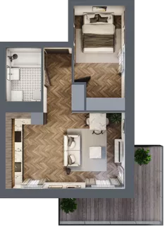 2 pokoje, mieszkanie 41,76 m², piętro 1, oferta nr C8.01.18, Osiedle Panorama Wiślana, Bydgoszcz, Fordon, ul. Fordońska 428