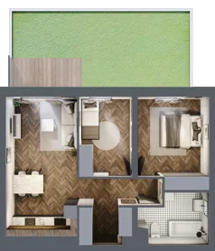 3 pokoje, mieszkanie 57,05 m², parter, oferta nr C8.00.05, Osiedle Panorama Wiślana, Bydgoszcz, Fordon, ul. Fordońska 428