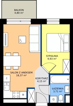 2 pokoje, mieszkanie 36,16 m², piętro 3, oferta nr C8.03.34, Osiedle Panorama Wiślana Budynek C8, Bydgoszcz, Fordon, ul. Fordońska 428J