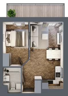 2 pokoje, mieszkanie 36,16 m², piętro 4, oferta nr C8.04.47, Osiedle Panorama Wiślana, Bydgoszcz, Fordon, ul. Fordońska 428