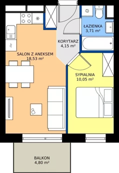 2 pokoje, mieszkanie 36,44 m², piętro 4, oferta nr C8.04.49, Osiedle Panorama Wiślana Budynek C8, Bydgoszcz, Fordon, ul. Fordońska 428J