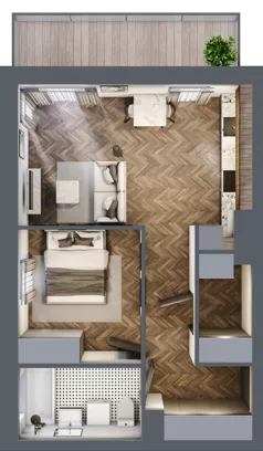 2 pokoje, mieszkanie 47,08 m², piętro 4, oferta nr C8.04.42, Osiedle Panorama Wiślana, Bydgoszcz, Fordon, ul. Fordońska 428