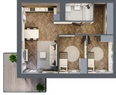 3 pokoje, mieszkanie 56,26 m², piętro 1, oferta nr C8.01.11, Osiedle Panorama Wiślana, Bydgoszcz, Fordon, ul. Fordońska 428