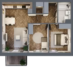 3 pokoje, mieszkanie 59,16 m², piętro 2, oferta nr C8.02.20, Osiedle Panorama Wiślana, Bydgoszcz, Fordon, ul. Fordońska 428