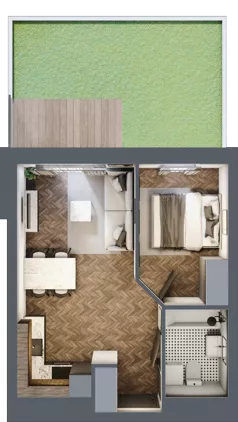 2 pokoje, mieszkanie 35,80 m², parter, oferta nr C8.00.06, Osiedle Panorama Wiślana, Bydgoszcz, Fordon, ul. Fordońska 428
