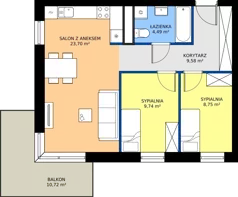 3 pokoje, mieszkanie 56,26 m², piętro 2, oferta nr C8.02.21, Osiedle Panorama Wiślana Budynek C8, Bydgoszcz, Fordon, ul. Fordońska 428J