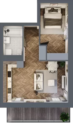 2 pokoje, mieszkanie 41,76 m², piętro 3, oferta nr C8.03.38, Osiedle Panorama Wiślana, Bydgoszcz, Fordon, ul. Fordońska 428