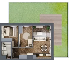3 pokoje, mieszkanie 47,00 m², parter, oferta nr A2.00.01, Osiedle Aura, Toruń, Jakubskie Przedmieście, ul. Żółkiewskiego 35