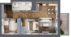 3 pokoje, mieszkanie 51,80 m², piętro 6, oferta nr A2.06.41, Osiedle Aura, Toruń, Jakubskie Przedmieście, ul. Żółkiewskiego 35