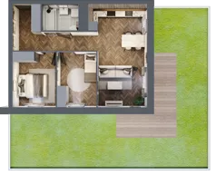 3 pokoje, mieszkanie 55,63 m², parter, oferta nr A3.00.09, Osiedle Aura, Toruń, Jakubskie Przedmieście, ul. Żółkiewskiego 35