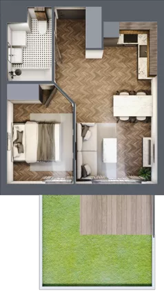 2 pokoje, mieszkanie 35,66 m², parter, oferta nr A3.00.11, Osiedle Aura, Toruń, Jakubskie Przedmieście, ul. Żółkiewskiego 35