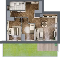 3 pokoje, mieszkanie 64,65 m², parter, oferta nr A3.00.01, Osiedle Aura, Toruń, Jakubskie Przedmieście, ul. Żółkiewskiego 35