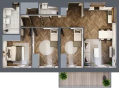 4 pokoje, mieszkanie 72,51 m², piętro 6, oferta nr A3.06.71, Osiedle Aura, Toruń, Jakubskie Przedmieście, ul. Żółkiewskiego 35