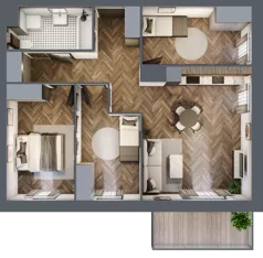 4 pokoje, mieszkanie 71,30 m², piętro 2, oferta nr A3.02.23, Osiedle Aura, Toruń, Jakubskie Przedmieście, ul. Żółkiewskiego 35