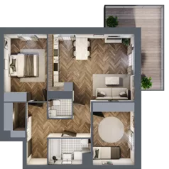 3 pokoje, mieszkanie 68,88 m², piętro 1, oferta nr A3.01.19, Osiedle Aura, Toruń, Jakubskie Przedmieście, ul. Żółkiewskiego 35
