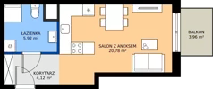 1 pokój, mieszkanie 30,82 m², piętro 3, oferta nr M.03.07, Casa Feliz Portowa I, Kraków, Podgórze, Zabłocie, ul. Portowa 16