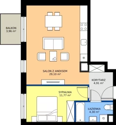 2 pokoje, mieszkanie 50,08 m², piętro 7, oferta nr M.07.13, Casa Feliz Portowa I, Kraków, Podgórze, Zabłocie, ul. Portowa 16