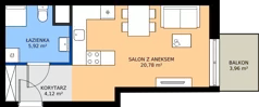 1 pokój, mieszkanie 30,82 m², piętro 4, oferta nr M.04.07, Casa Feliz Portowa I, Kraków, Podgórze, Zabłocie, ul. Portowa 16