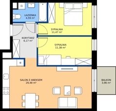 3 pokoje, mieszkanie 63,09 m², piętro 3, oferta nr M.03.09, Casa Feliz Portowa I, Kraków, Podgórze, Zabłocie, ul. Portowa 16