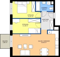 3 pokoje, mieszkanie 63,09 m², piętro 2, oferta nr M.02.10, Casa Feliz Portowa I, Kraków, Podgórze, Zabłocie, ul. Portowa 16