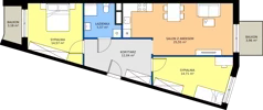 3 pokoje, mieszkanie 72,44 m², piętro 2, oferta nr M.02.07, Casa Feliz Portowa II, Kraków, Podgórze, Zabłocie, ul. Portowa 14