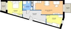 3 pokoje, mieszkanie 72,44 m², piętro 1, oferta nr M.01.07, Casa Feliz Portowa II, Kraków, Podgórze, Zabłocie, ul. Portowa 14