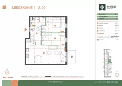3 pokoje, mieszkanie 63,09 m², piętro 2, oferta nr M.02.09, Casa Feliz Portowa I, Kraków, Podgórze, Zabłocie, ul. Portowa 16