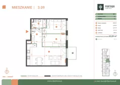 3 pokoje, mieszkanie 63,09 m², piętro 3, oferta nr M.03.09, Casa Feliz Portowa I, Kraków, Podgórze, Zabłocie, ul. Portowa 16
