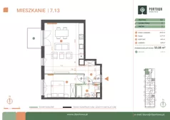 2 pokoje, mieszkanie 50,08 m², piętro 7, oferta nr M.07.13, Casa Feliz Portowa I, Kraków, Podgórze, Zabłocie, ul. Portowa 16