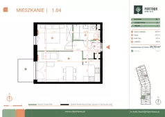 2 pokoje, mieszkanie 39,70 m², piętro 1, oferta nr M.01.04, Casa Feliz Portowa II, Kraków, Podgórze, Zabłocie, ul. Portowa 14