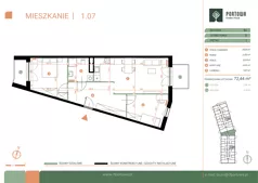 3 pokoje, mieszkanie 72,44 m², piętro 1, oferta nr M.01.07, Casa Feliz Portowa II, Kraków, Podgórze, Zabłocie, ul. Portowa 14