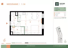 1 pokój, mieszkanie 31,47 m², piętro 1, oferta nr M.01.14, Casa Feliz Portowa II, Kraków, Podgórze, Zabłocie, ul. Portowa 14
