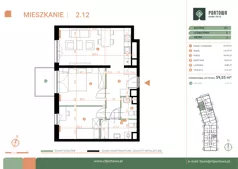 3 pokoje, mieszkanie 59,55 m², piętro 2, oferta nr M.02.12, Casa Feliz Portowa II, Kraków, Podgórze, Zabłocie, ul. Portowa 14