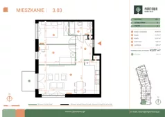 3 pokoje, mieszkanie 63,07 m², piętro 3, oferta nr M.03.03, Casa Feliz Portowa II, Kraków, Podgórze, Zabłocie, ul. Portowa 14