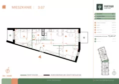 3 pokoje, mieszkanie 72,44 m², piętro 3, oferta nr M.03.07, Casa Feliz Portowa II, Kraków, Podgórze, Zabłocie, ul. Portowa 14