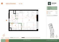 1 pokój, mieszkanie 31,47 m², piętro 4, oferta nr M.04.14, Casa Feliz Portowa II, Kraków, Podgórze, Zabłocie, ul. Portowa 14