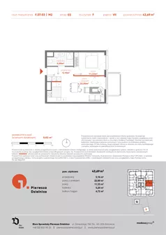 2 pokoje, apartament 43,69 m², piętro 7, oferta nr F.07.03, Pierwsza Dzielnica, Katowice, Bogucice, ul. Henryka Góreckiego 13