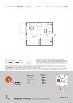 2 pokoje, mieszkanie 43,96 m², piętro 7, oferta nr F.07.06, Pierwsza Dzielnica, Katowice, Bogucice, ul. Henryka Góreckiego 13