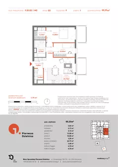 3 pokoje, apartament 69,25 m², piętro 1, oferta nr F.01.03, Pierwsza Dzielnica, Katowice, Bogucice, ul. Henryka Góreckiego 13