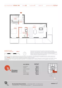 3 pokoje, mieszkanie 65,70 m², piętro 1, oferta nr F.01.04, Pierwsza Dzielnica, Katowice, Bogucice, ul. Henryka Góreckiego 13
