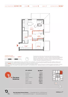 3 pokoje, apartament 56,36 m², piętro 1, oferta nr G.01.02, Pierwsza Dzielnica, Katowice, Bogucice, ul. Henryka Góreckiego 13
