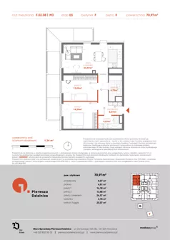 3 pokoje, mieszkanie 70,97 m², piętro 2, oferta nr F.02.08, Pierwsza Dzielnica, Katowice, Bogucice, ul. Henryka Góreckiego 13