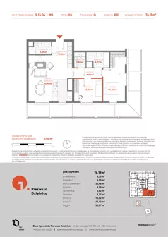 3 pokoje, mieszkanie 76,19 m², piętro 13, oferta nr G.13.04, Pierwsza Dzielnica, Katowice, Bogucice, ul. Henryka Góreckiego 13